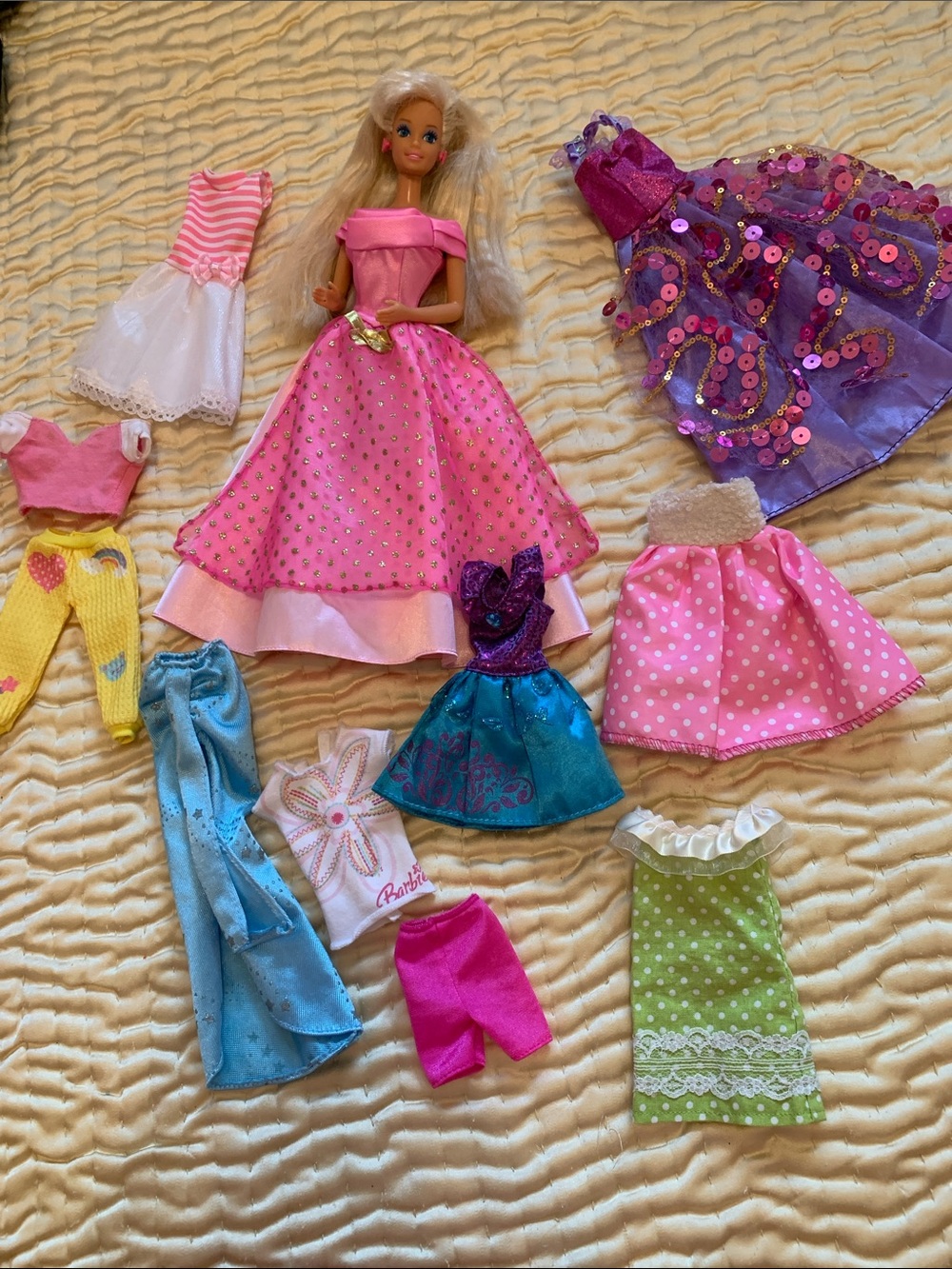 70s posing Barbie and clothes